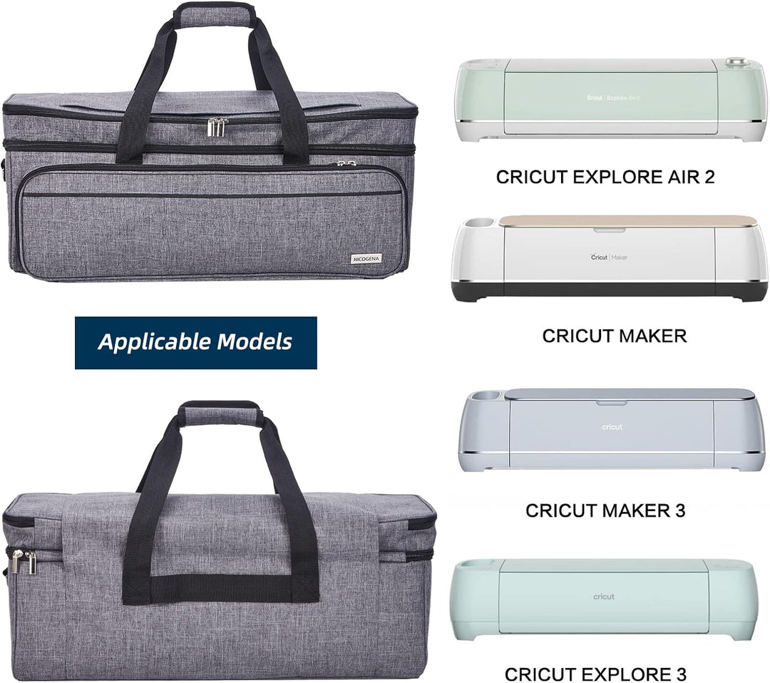 NICOGENA Doppellagige Tragetasche mit Mattenfach für Cricut Explore Air 2, Cricut Maker, Cricut Make