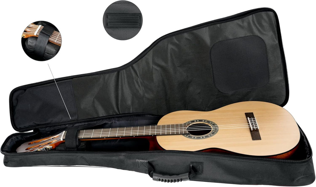 ROCKTILE 4/4 Klassik-Gitarrentasche Deluxe - gepolstert mit Rucksackgarnitur Gigbag für Konzertgitar