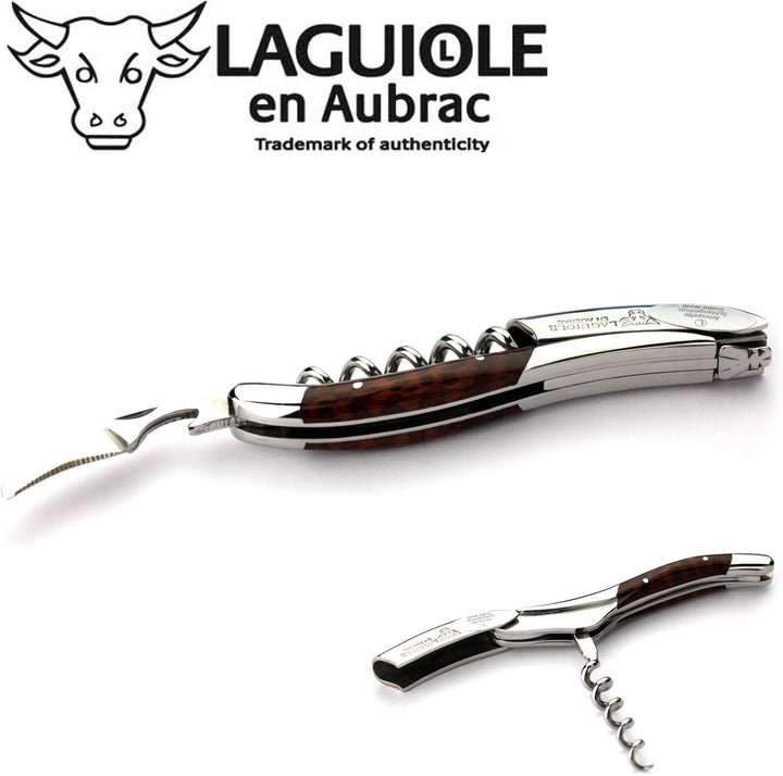 Laguiole en Aubrac Kellnermesser Schlangenholz Amourette Edelstahl glänzend SOM99AMI Sommelierbestec