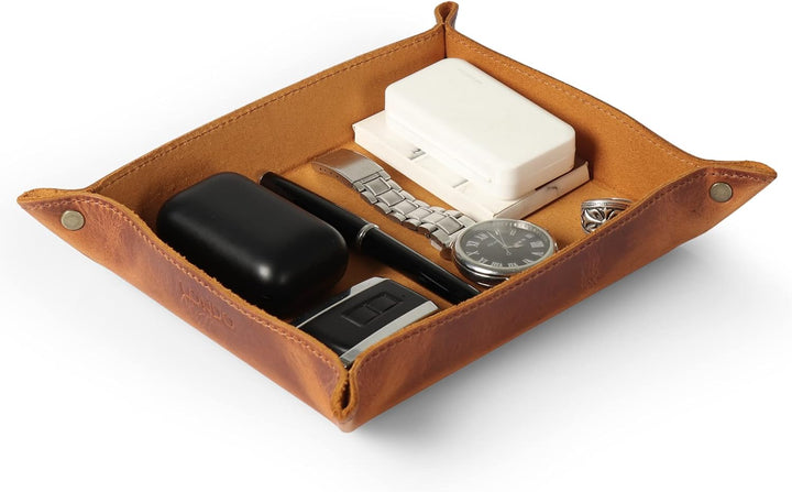 Londo Echtleder Leder Taschenleerer - Vide Poche - Ledertablett Organizer, Praktische Aufbewahrungsb