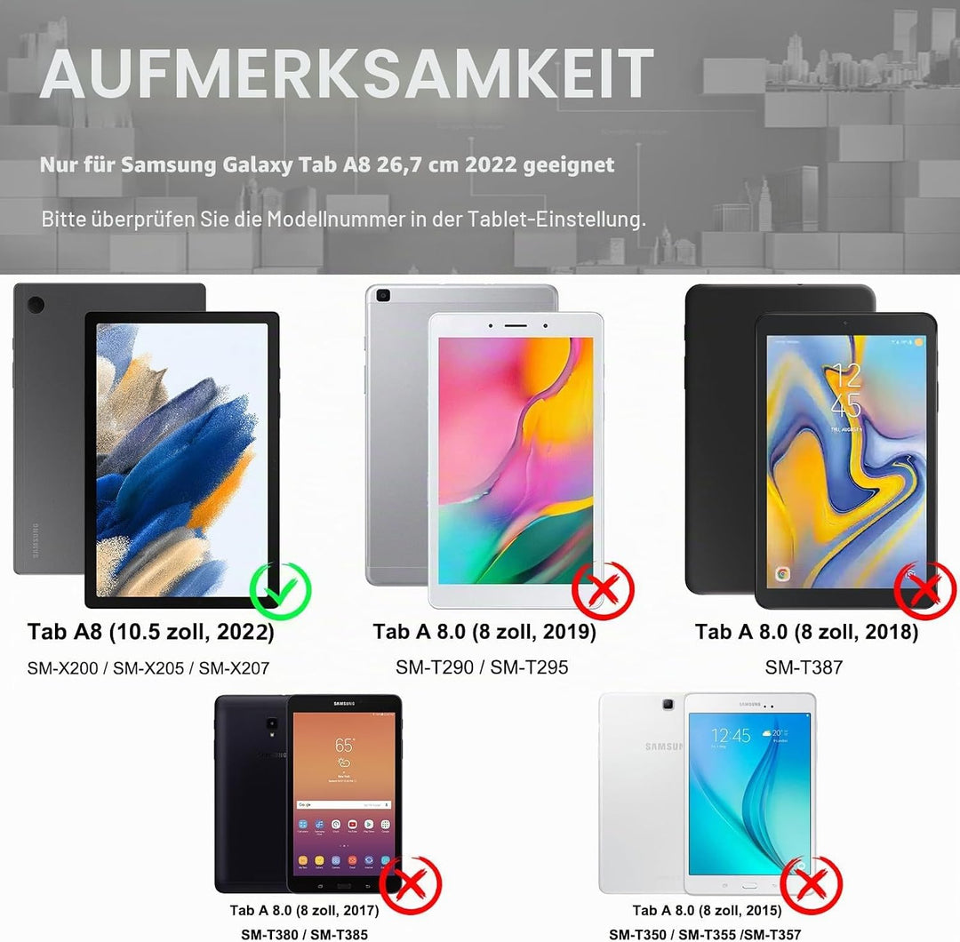 BRAECN für Galaxy Tab A8 Hülle - Samsung Galaxy Tab A8 10.5" 2021 Bunt | Stossfeste Schutzhülle, 360