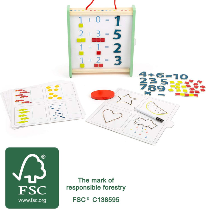 small foot 11461 Lernbox Educate aus Holz, FSC100%-Zertifiziert, Mathe Lernen,Aufbewahrungsbox mit R