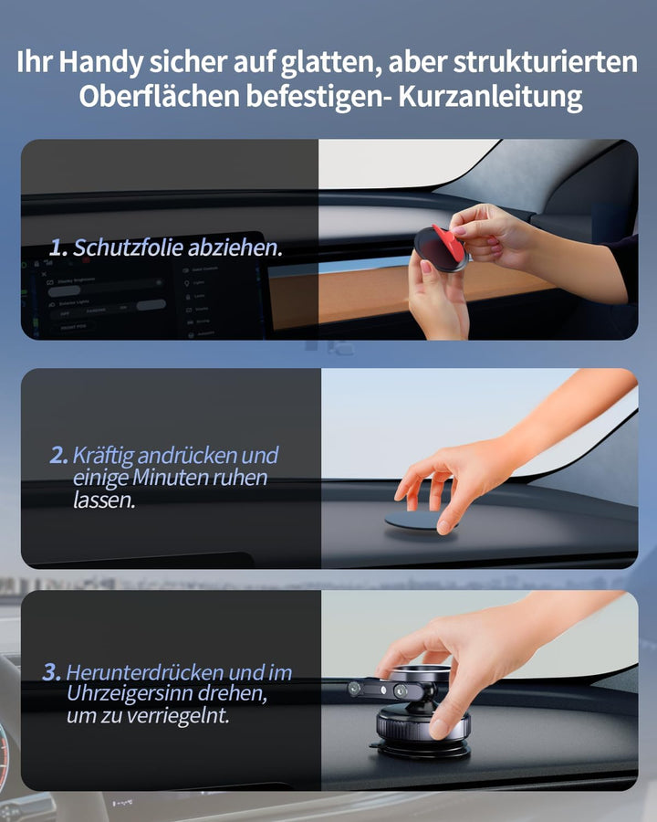 Upgraded Magnet-Halterung mit Saugnapf - 360° drehbar, 96LBS Ultra-Saugkraft für Auto/Fitnessstudio/
