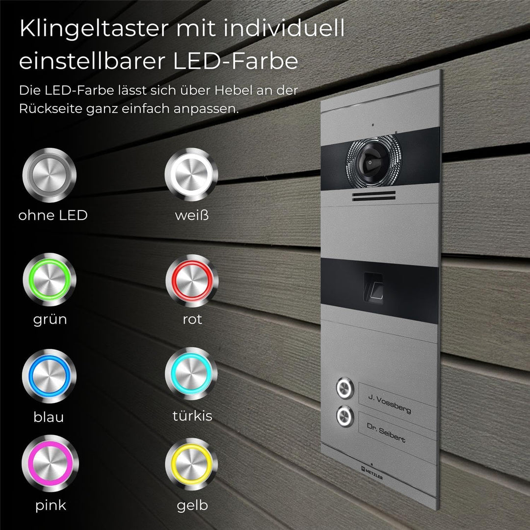 Metzler VDM10 2.0 Video Sprechanlage mit türöffner und Fingerprint, Anschluss 2-Draht IP, Türsprecha