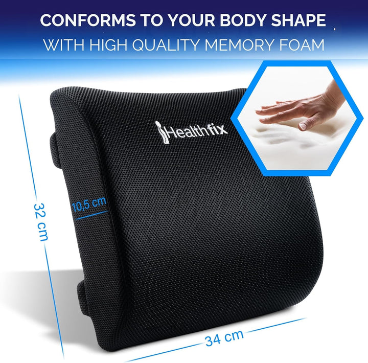 Healthfix® Ergonomisches Lendenkissen – Entwickelt mit Experten in Deutschland – Verbessert Haltung