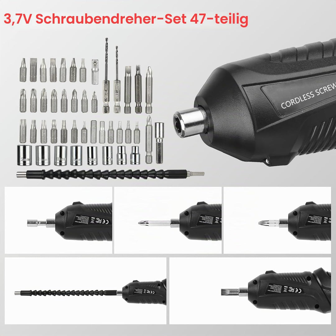 Akkuschrauber Klein 3.6V: 47PCS Mini akkuschrauber mit 1300mAh Akku USB-C Wiederaufladbar, 2-in-1 Di