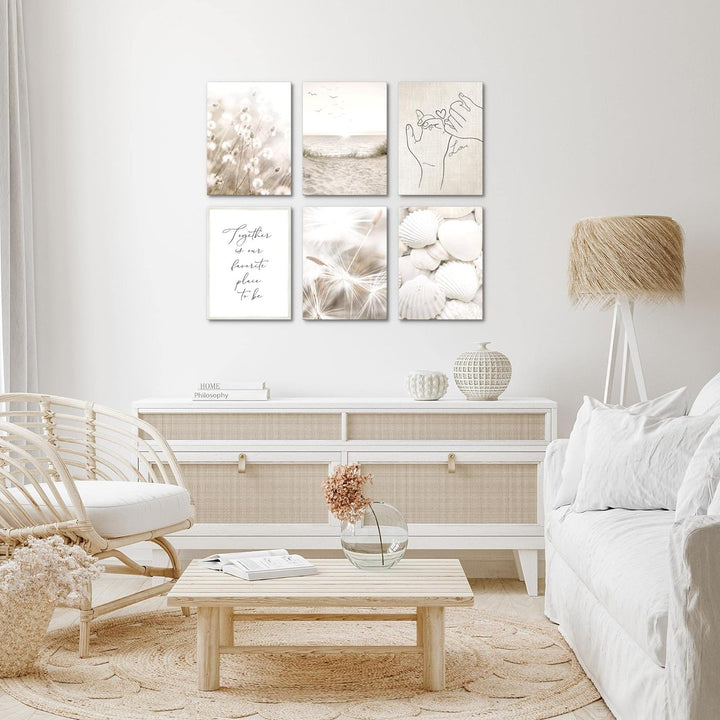 Novart Set Wandbilder - KEIN EXTRA RAHMEN BENÖTIGT - Wohnzimmer Schlafzimmer - Bilder Modern Boho St