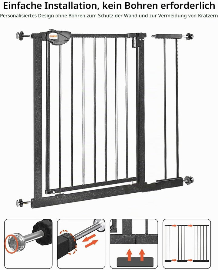 UBRAVOO Babygitter für Türen und Treppen, Druckmontage, kein Bohren,20cm automatisch schliessendes M