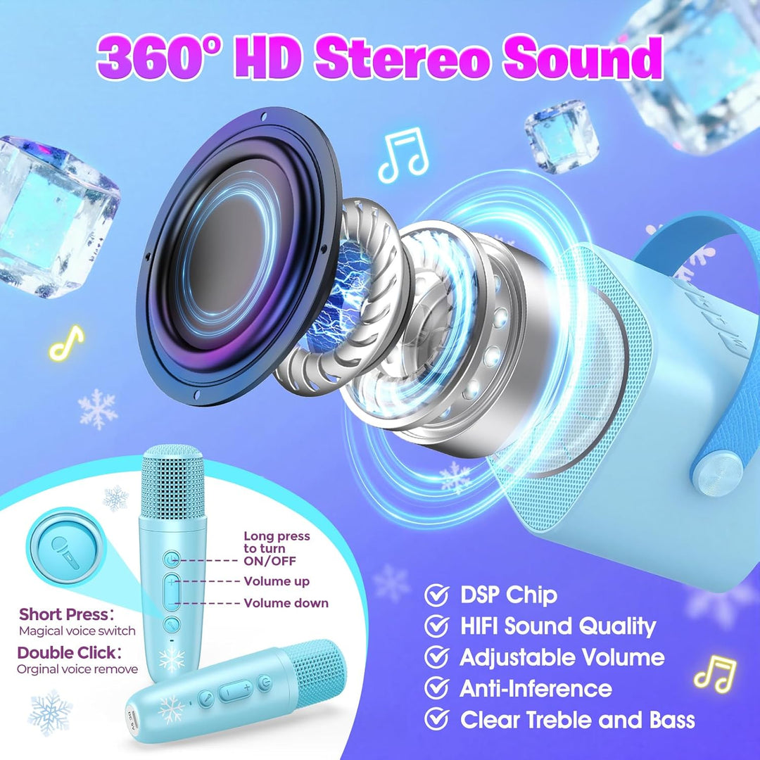 Braxel Karaoke Maschine mit 2 Bluetooth Mikrofon Kinder, Weihnachts Geschenke Spielzeug für Mädchen