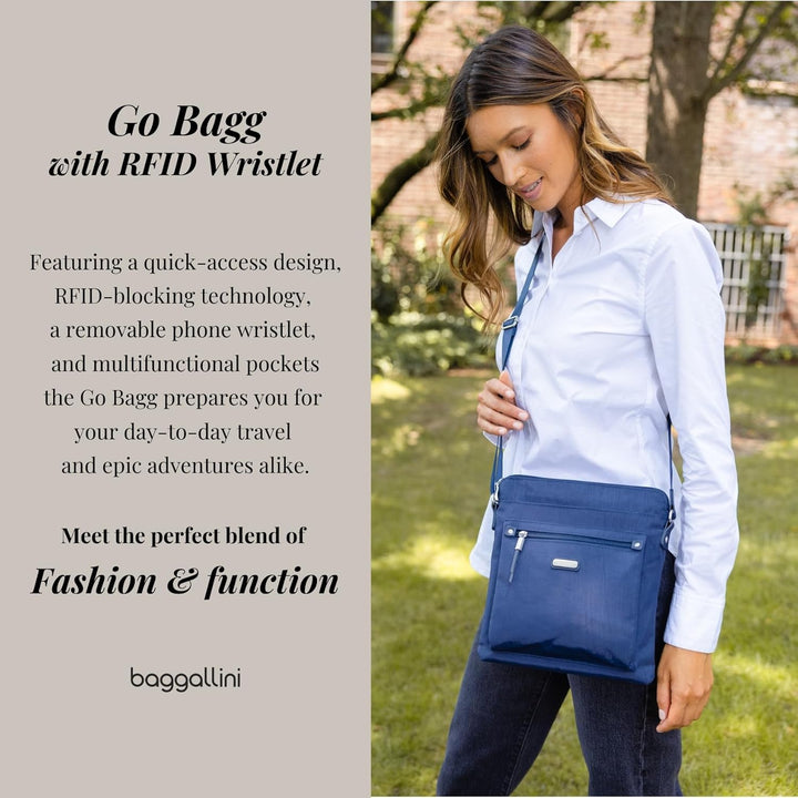 Baggallini Damen with Phone Wristlet Go Bagg mit RFID-Handy-Armband French Navy, French Navy