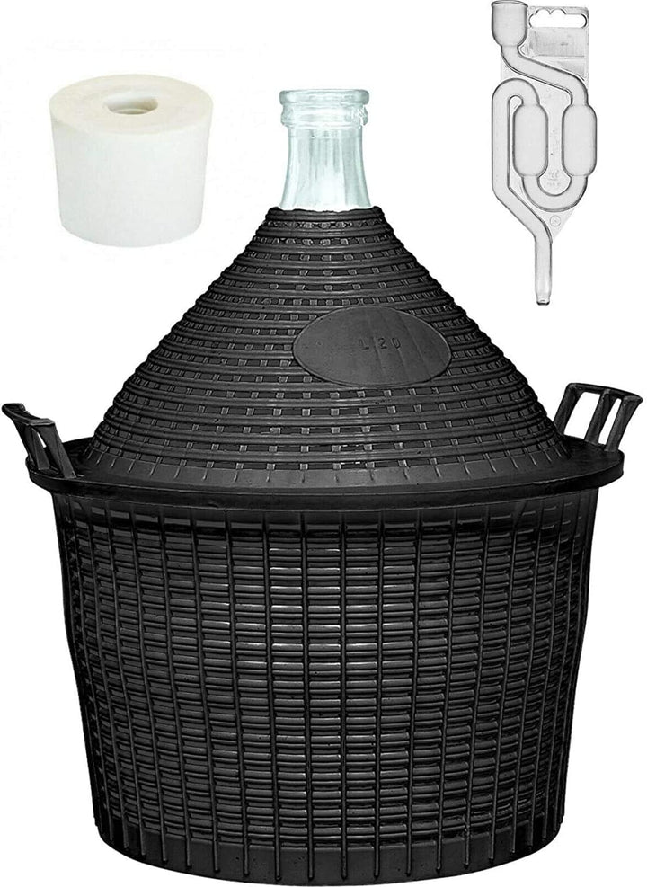 lilawelt24 15L WEINSET GLASBALLON GÄRBALLON WEINBALLON Trichter Ballonbürste Gärröhrchen