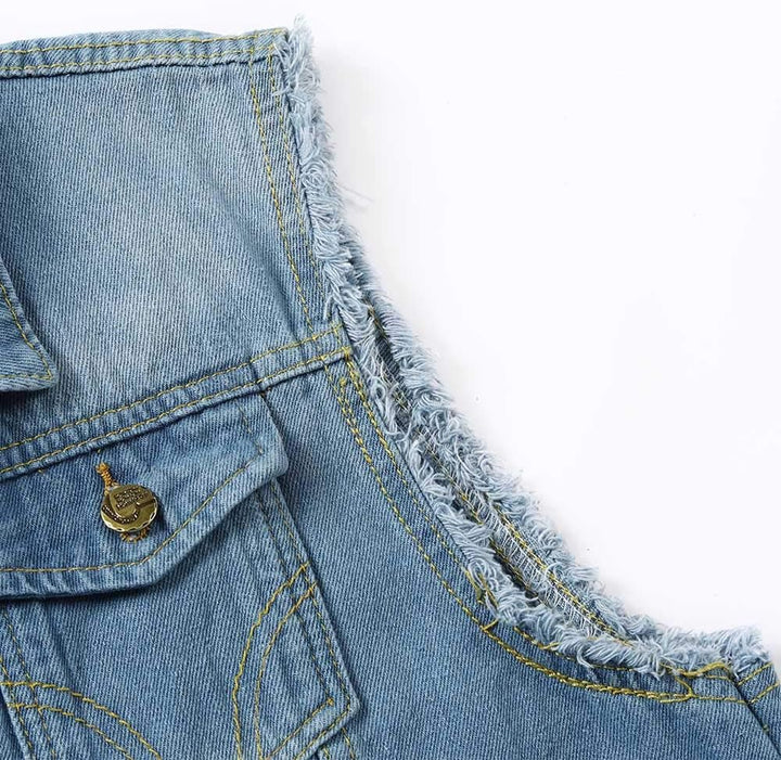 YOUTHUP Weste Herren Denim Weste Casual Zerrissen Jeansweste Outdoor Vintage Freizeitweste Ärmellose
