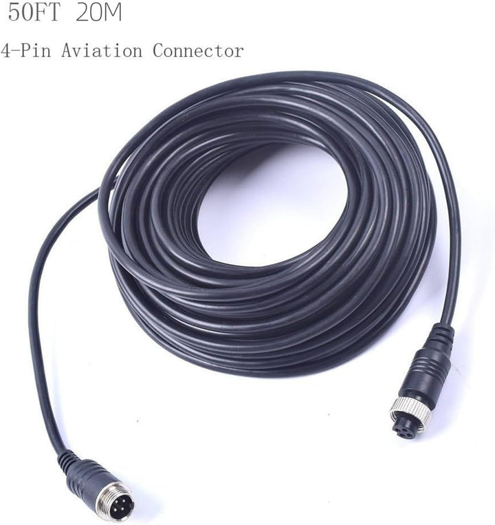CAMECHO 50FT/20M 4-Pin Aviation Plug Rückfahrkamera Kabel für Rückfahrkamera Auto Kamera Monitor, 20