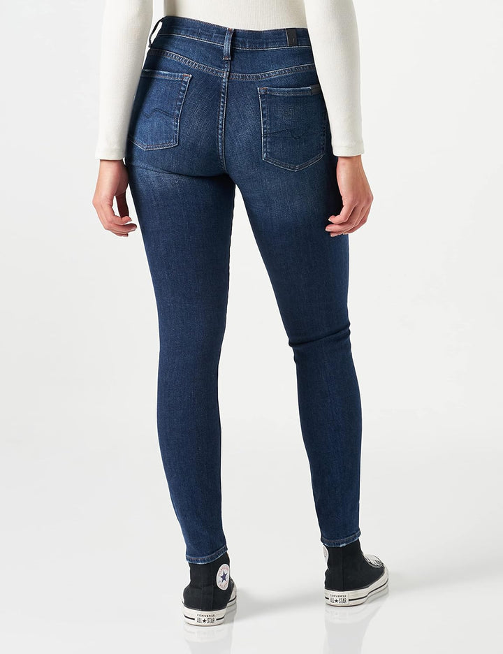 7 For All Mankind Damen Hw Skinny Slim Illusion Jeans 29 Dark Blue, 29 Dark Blue