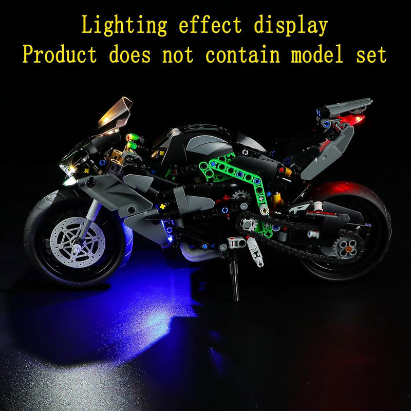 GEAMENT LED Licht-Set Kompatibel mit Lego Kawasaki Ninja H2R Motorrad (Motorcycle) - Beleuchtungsset