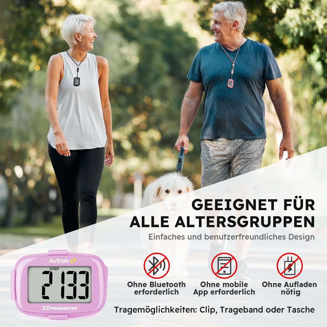 AVTREK Präziser 3D-Schrittzähler Mini-Schrittzähler für Walking oder Laufen im Freien Wanderaktivitä