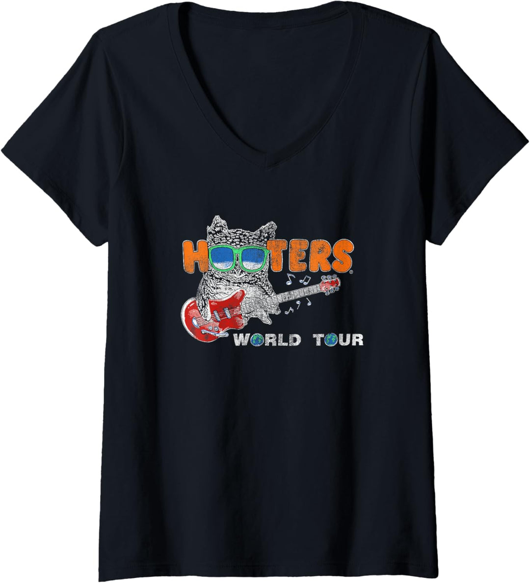Hooters Weltreise T-Shirt mit V-Ausschnitt