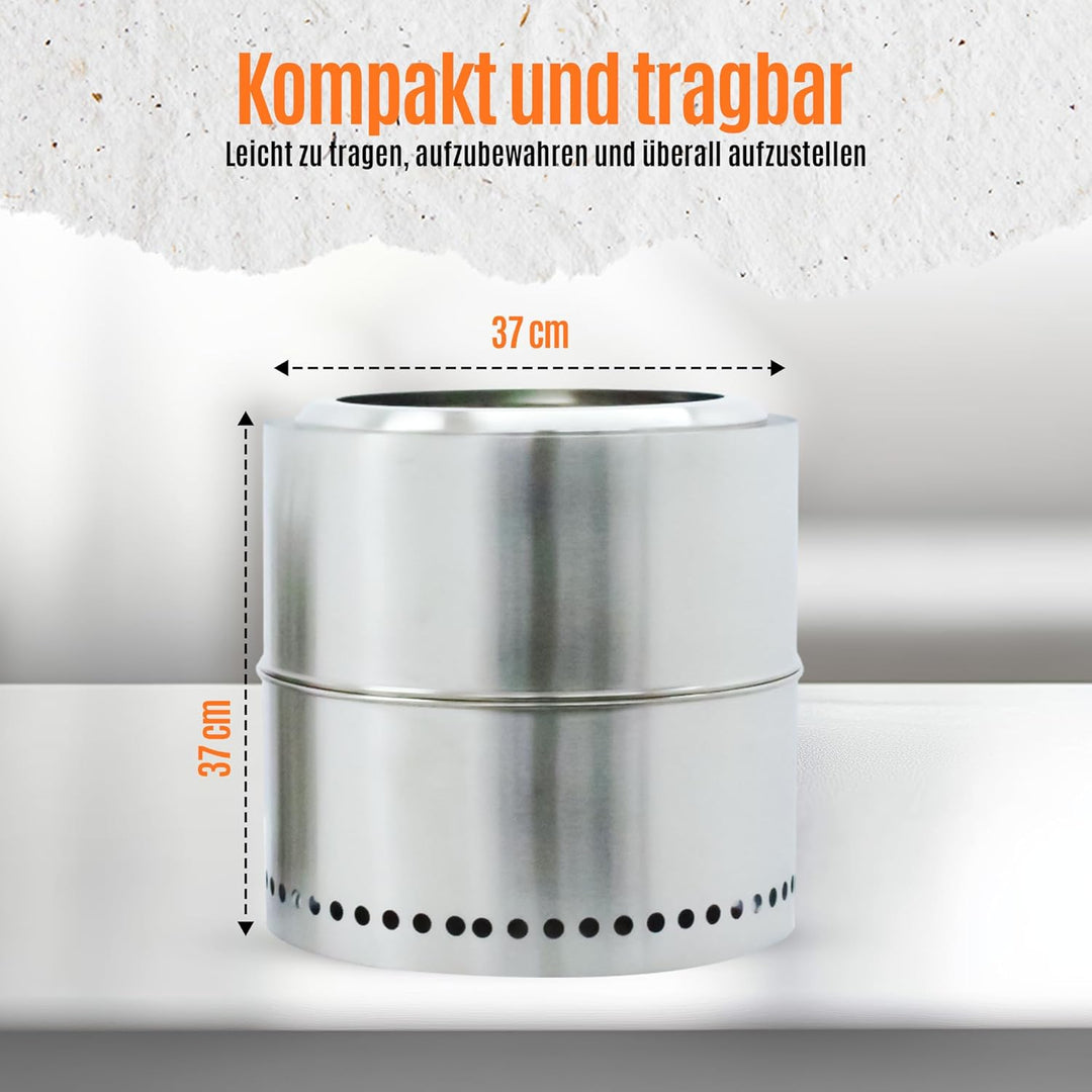 Feuerstelle, Feuerkorb, Feuertonne, Ø 37 cm, Deko für Garten,Terrasse und Balkon,Für Pellets/Holz, E