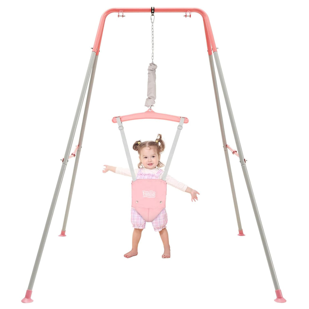 FUNLIO Baby Türhopser mit Ständer für 6–24 Monate, Baby Hüpfschaukel mit Gestell für Drinnen und Dra