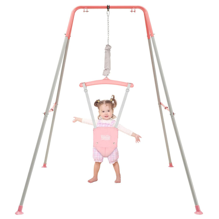 FUNLIO Baby Türhopser mit Ständer für 6–24 Monate, Baby Hüpfschaukel mit Gestell für Drinnen und Dra
