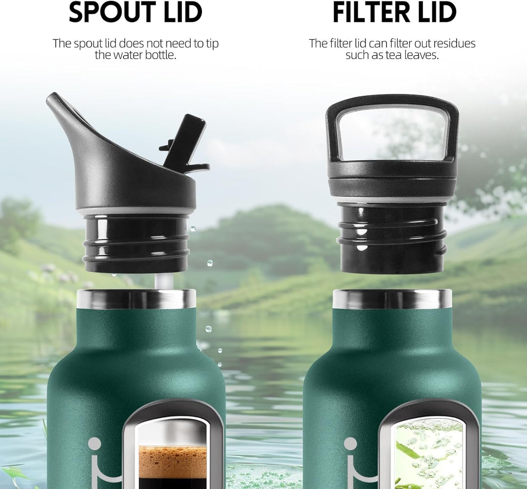 HoneyHolly Trinkflasche 1L, BPA-Frei, Trinkflasche Edelstahl, Thermosflasche, Auslaufsichere Isolier