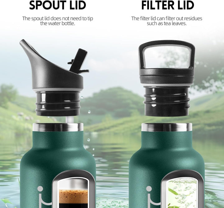 HoneyHolly Trinkflasche 1L, BPA-Frei, Trinkflasche Edelstahl, Thermosflasche, Auslaufsichere Isolier