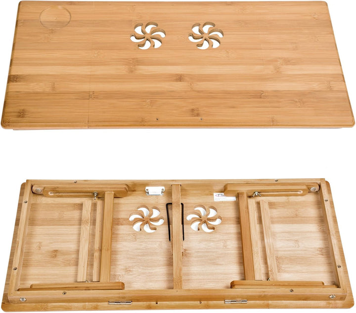 TecTake Laptoptisch Notebooktisch Betttisch faltbar klappbar höhenverstellbar aus Bambus - Diverse M