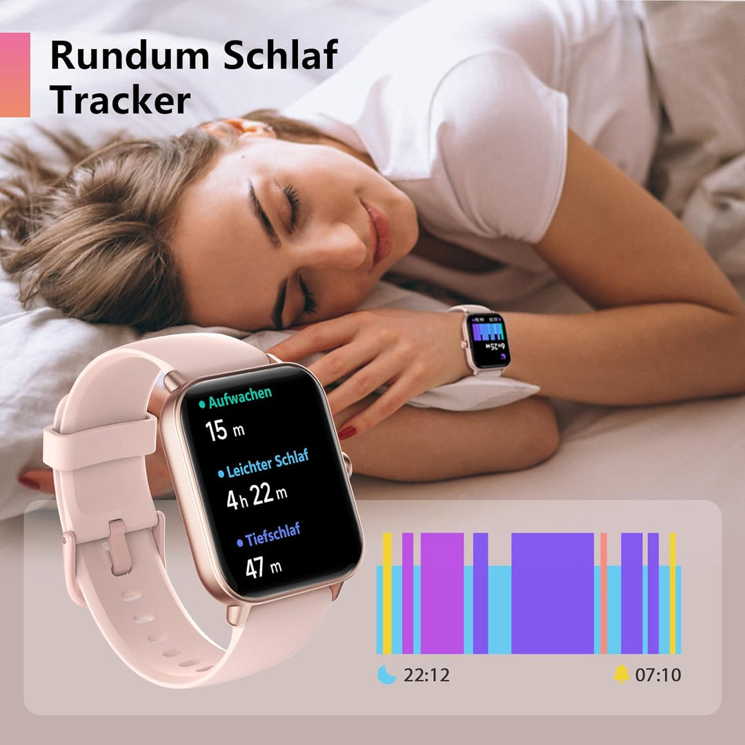 Smartwatch Damen mit Telefonfunktion, Alexa eingebaute, 1.8'' Fitnessuhr Damen mit Herzfrequenz, SpO