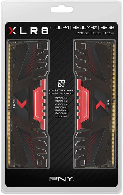 PNY XLR8 Kit of RAM DDR4 Desktop Memory DIMM 3200 MHz 32GB (2x16GB) 32GB (2x16GB) DIMM 3200MHz, 32GB