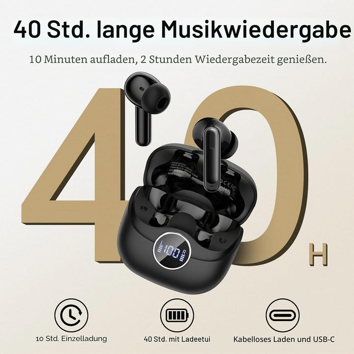 Adaptive Hybride Aktive Geräuschunterdrückung Kopfhörer Kabellos Bluetooth, Bluetooth 5.4 Kopfhörer