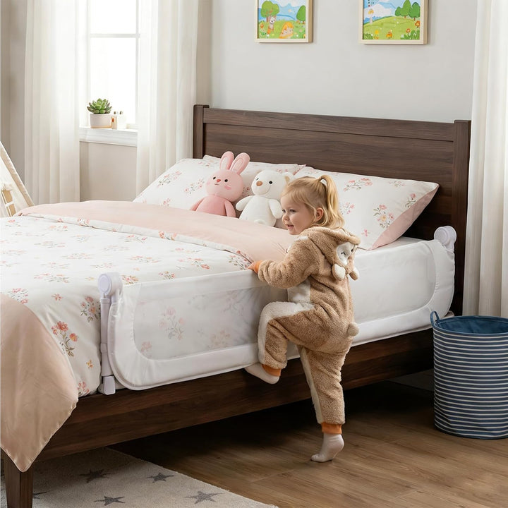 RELAX4LIFE Bettgitter Rausfallschutz, 200 x 60 cm, zusammenklappbares Bettschutzgitter, Kinderbettgi