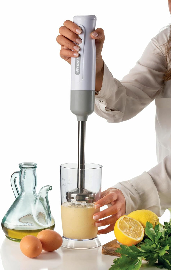Ariete Breakfast 606 Stabmixer mit Zerkleinerer, Mini-Pürierstab mit 2 Geschwindigkeiten, Edelstahlk