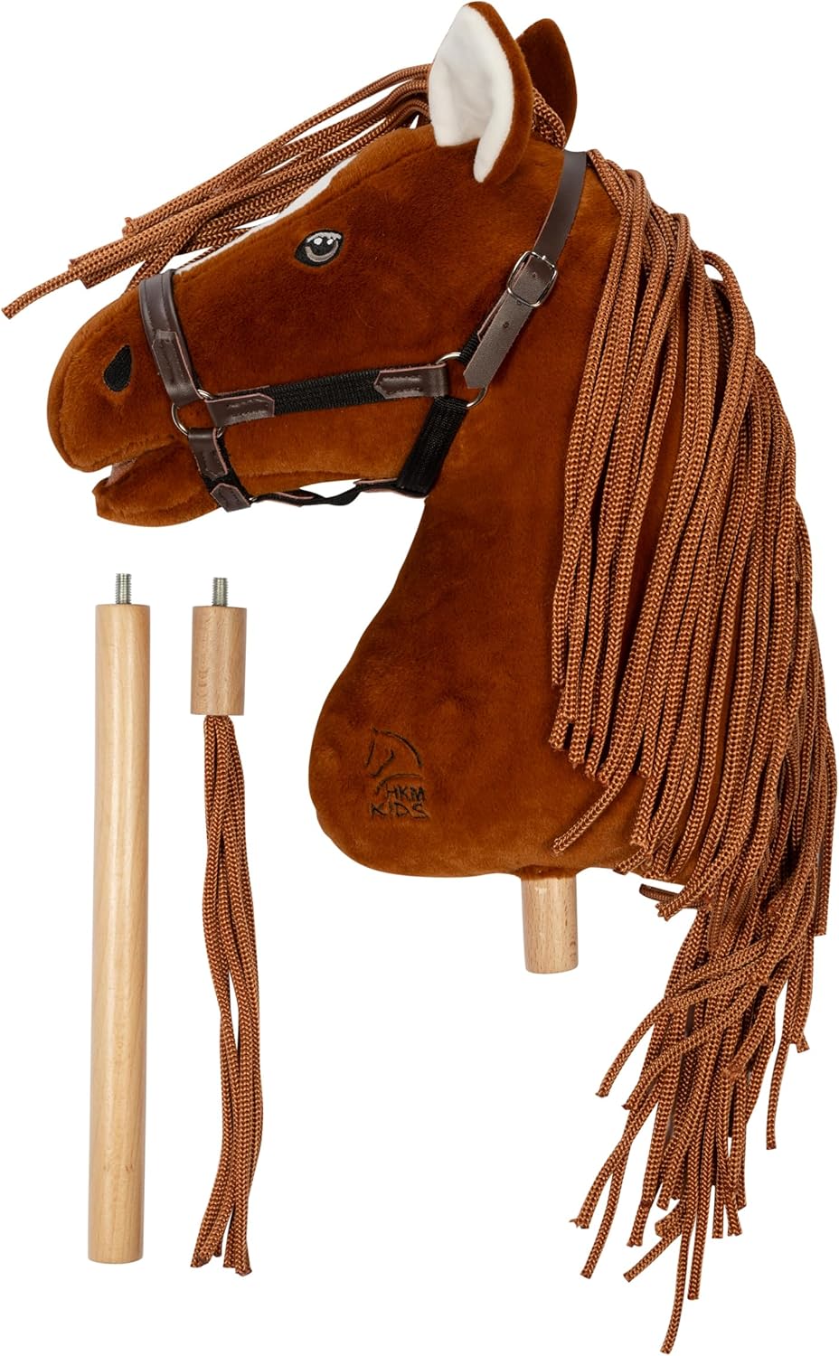 HKM - Hobby Horse Premium, Dunkelfuchs mit Halfter, Schweif & abschraubbarem Stock, Steckenpferd für