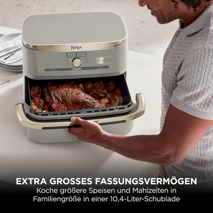 Ninja Foodi FlexDrawer Heissluftfritteuse, Dual Zone, verwandelt sich in MegaZone, 10,4 L, Dual Zone