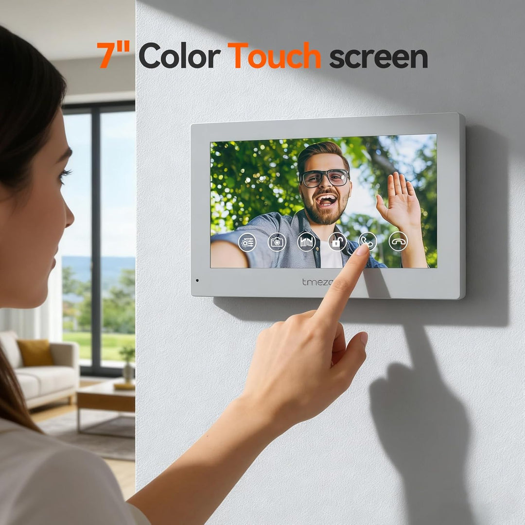 TMEZON WLAN Video Türsprechanlage mit Türöffner,1080P HD Türklingel mit Kamera,7-Zoll-Farb-Touchscre