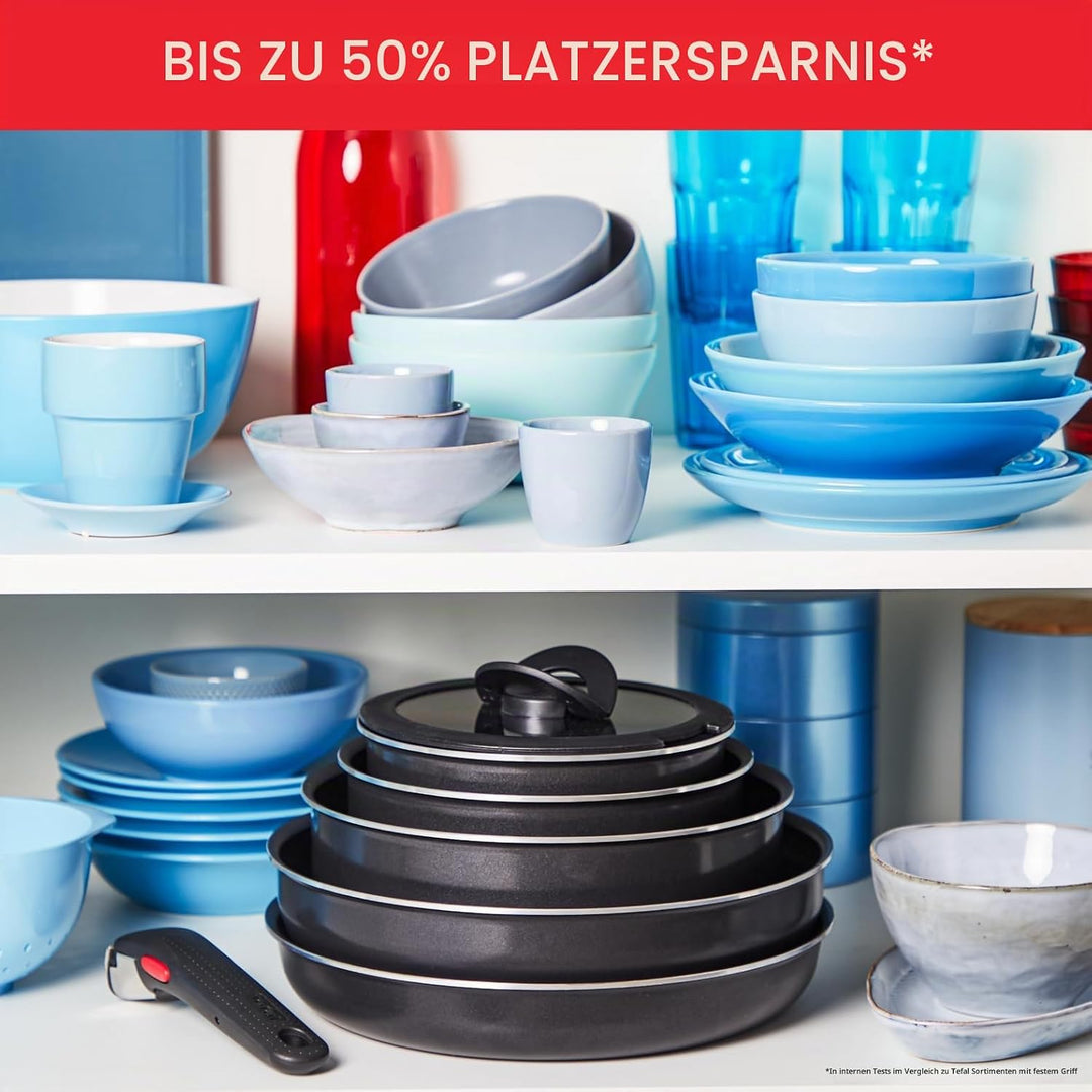 Tefal Ingenio Easy ON Töpfe &amp; Pfannen-Set, 10-teilig, stapelbar, abnehmbarer Griff, platzsparend, an