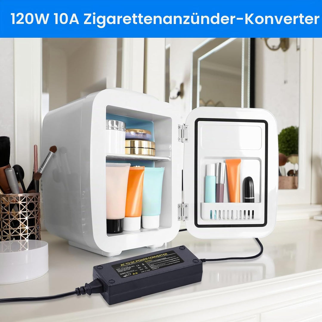 JIZZU 120W 10A KFZ Netzadapter Spannungswandler 230V auf 12V Adapter für Kühlbox, Haushalt Stromrich