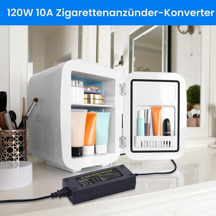 JIZZU 120W 10A KFZ Netzadapter Spannungswandler 230V auf 12V Adapter für Kühlbox, Haushalt Stromrich