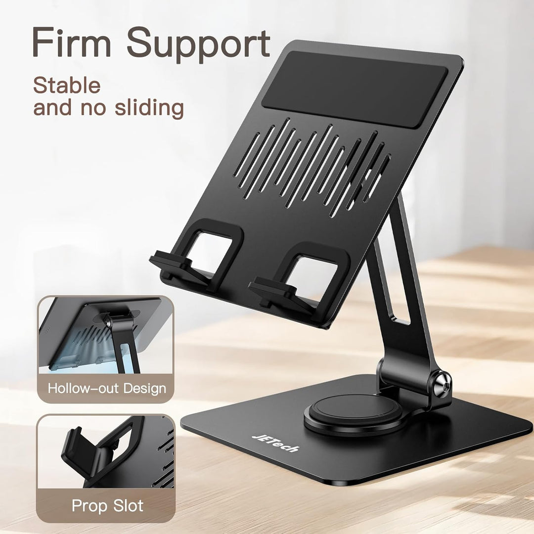 JETech Tablet Ständer, Einstellbare Drehlager Desktop Halter mit 360 Grad Drehbarem Fuss, Faltbare H