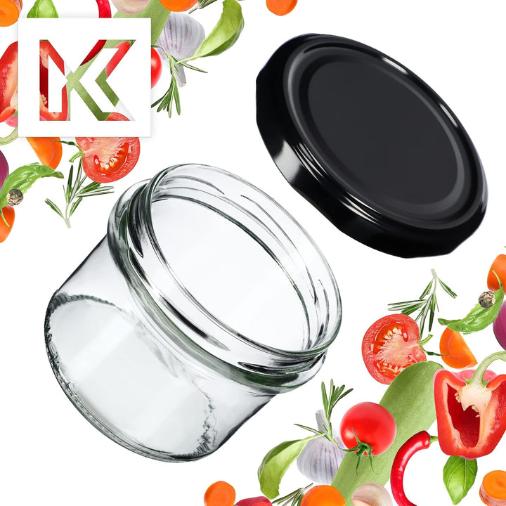 KADAX 20er Set Marmeladengläser 235ml TO82 Schwarz, Einmachgläser Vorratsgläser Mason Jar mit Schrau