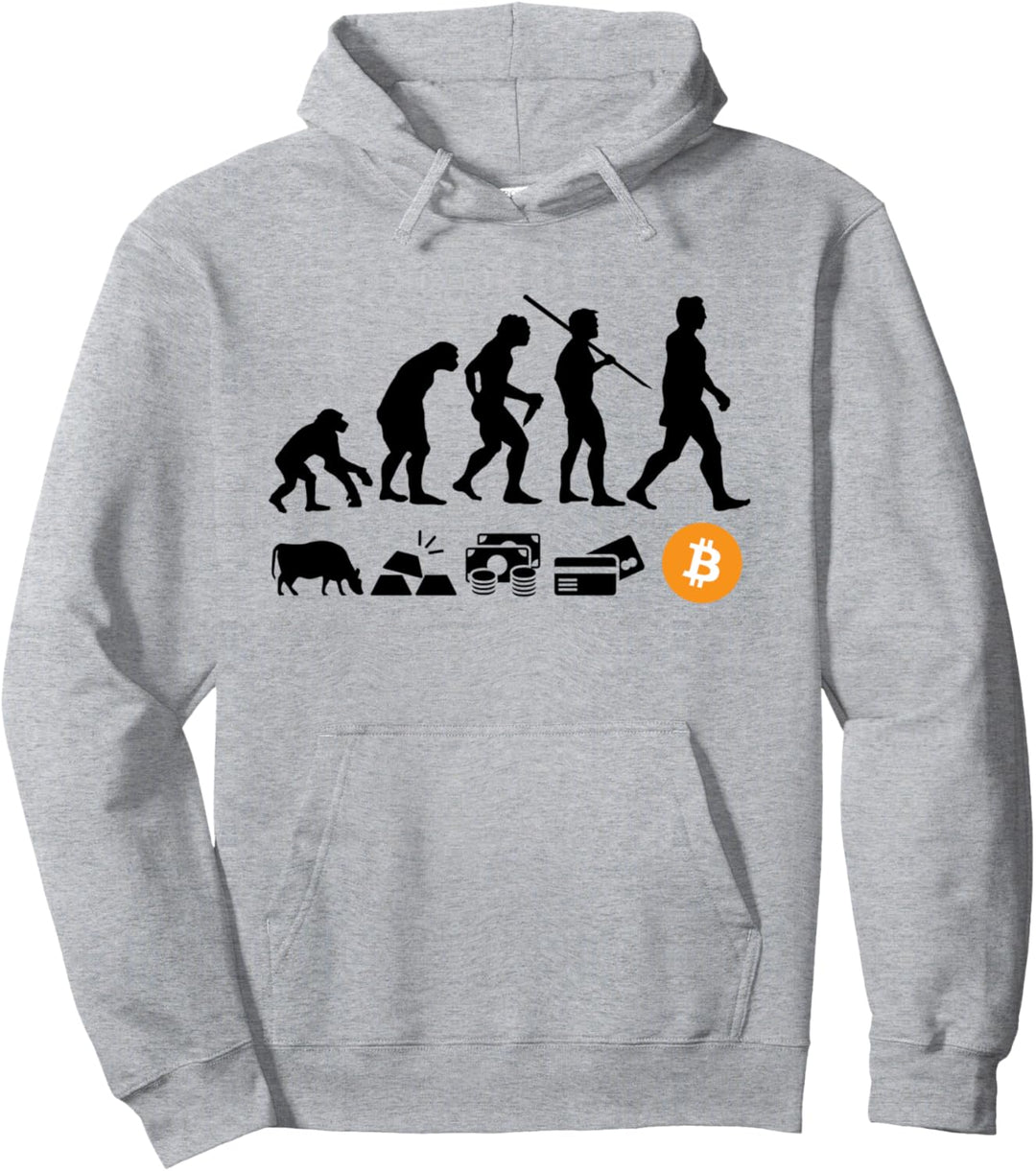 Bitcoin Evolution of Money | Ein weisses Shirt | BTC Crypto Pullover Hoodie