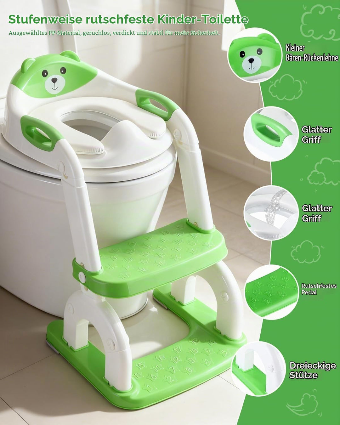 2-in-1 Toilettensitz Kinder mit Treppe, Upgraded WC Aufsatz für Kinder für Jungen und Mädchen, Toile