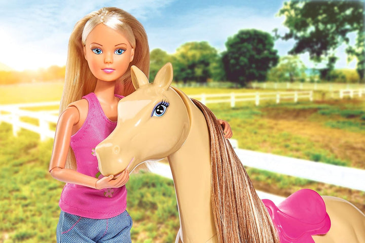 Simba 105733052 - Steffi Love Lovely Horse, Steffi als Reiterin, Pferd mit Magnetfunktion beim Fütte