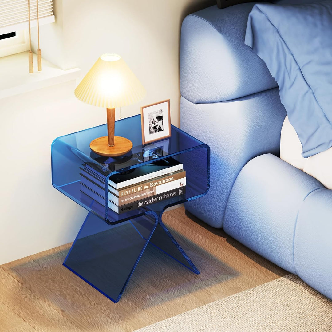Solarium Acryl Nachttisch Beistelltisch Acryl Transparent (Blue) Blau, Blau