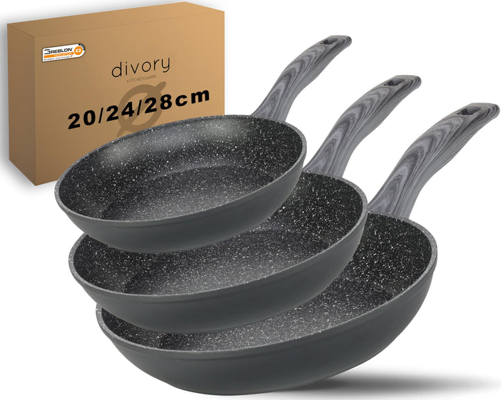 Pfannenset 3-teilig Pfanne 20, 24, 28cm Induktion – Antihaft Beschichtete grosse Universalpfanne für