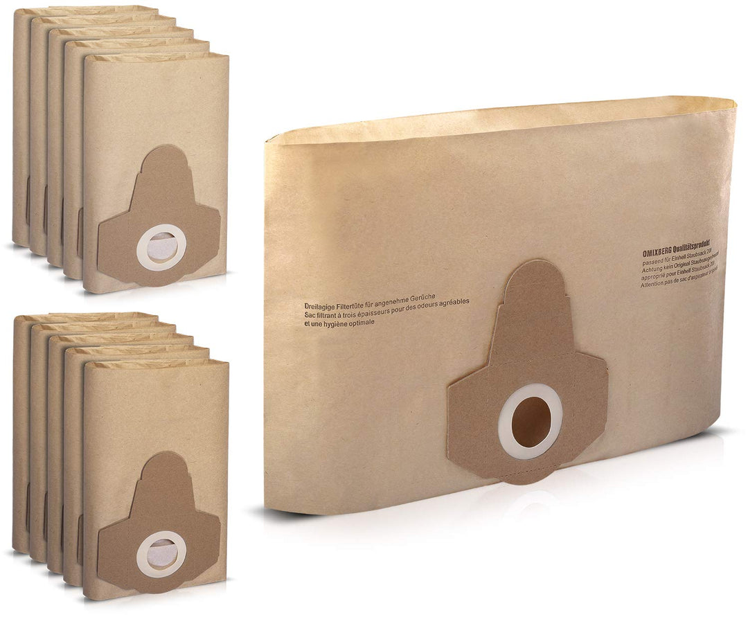 10 x Staubsaugerbeutel passend für alle Einhell 20 Liter Nass-Trockensauger | Staubsaugerbeutel/Filt