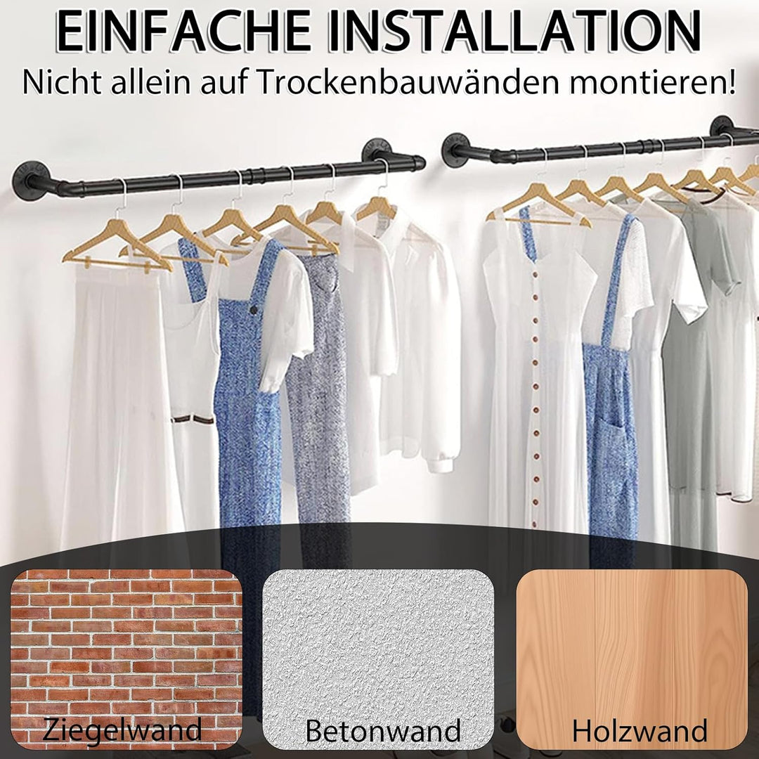 Kleiderstangen Wandmontage Schwarz 2er Set Industrial Kleiderstange Wand 60cm Schwarz Garderobenstan