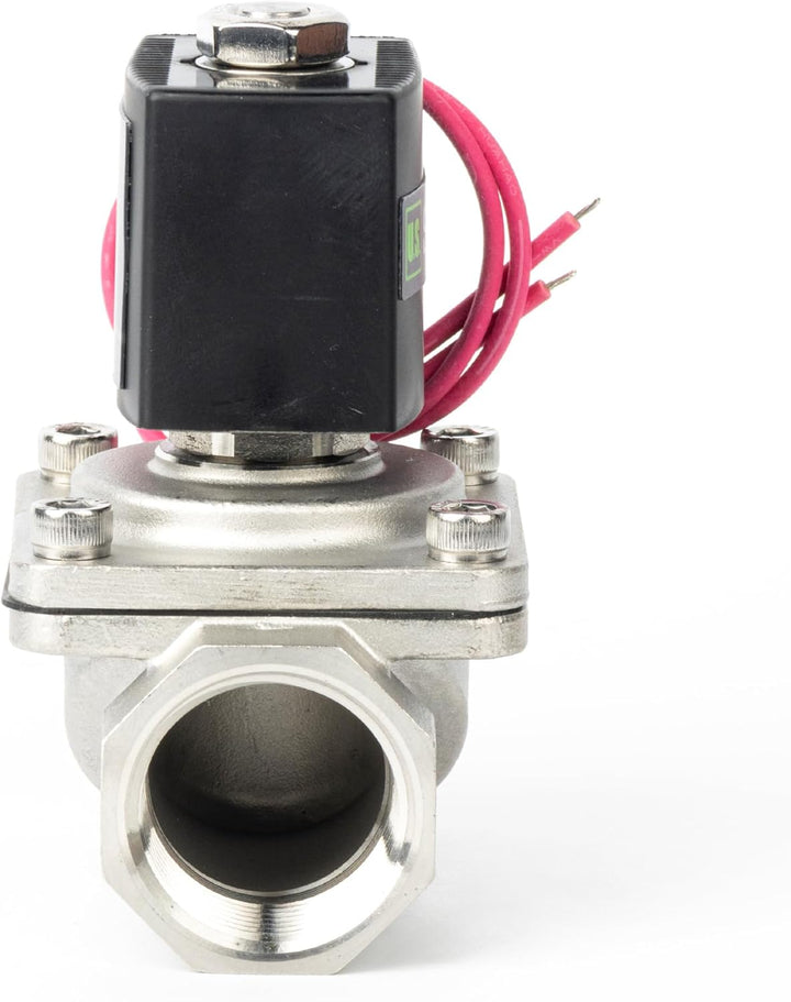 U.S. Solid 1" Magnetventil - Edelstahl DC 12V mit Viton-Dichtung, stromlos geschlossen, Bleidraht-Ty