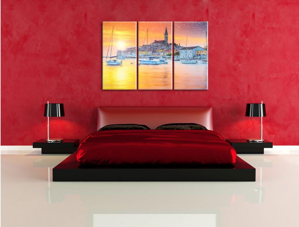 Pixxprint Kroatische Hafenstadt als Leinwandbild/Grösse: 3 Teilig (120x80 cm) cm/Wandbild/Kunstdruck