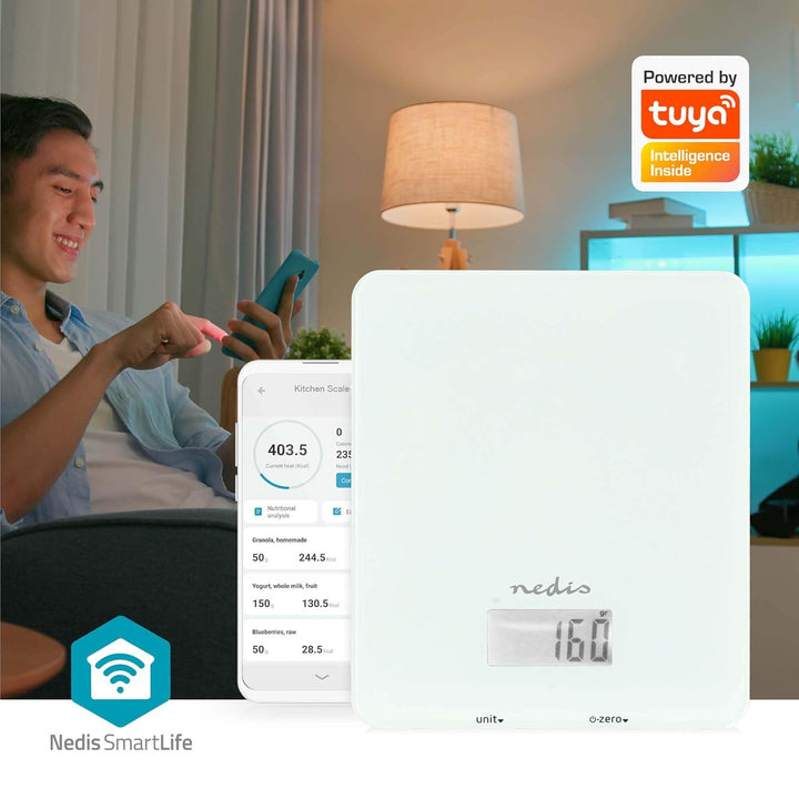 SmartLife Küchenwaage - Bluetooth - Glas/Kunststoff - Weiss